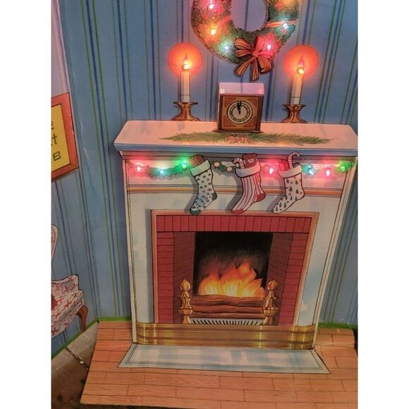 Telco Vintage motionette fireplace dimensional background display Xmas accessory - Picture 3 of 14